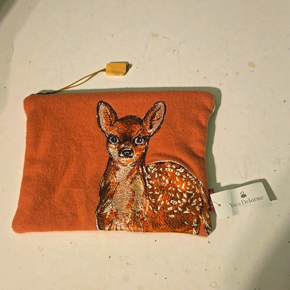 New Yves Delorme Paris 8x11" Fawn 🦌 bale, wool blend, tote bag